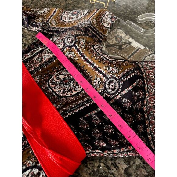 Loveriche Women's Bohemian Paisley Maxi Dress w/ Red Belt Size S - Picture 9 of 12